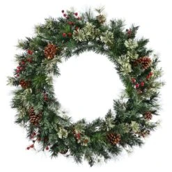 Vickerman Unlit Christmas Wreath With Pine Cones And Berries (22386)