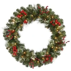 Vickerman Pre-Lit Artificial Christmas Wreath With Berries (22416)
