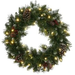 Vickerman Pre-Lit Artificial Christmas Wreath With Pine Cones And Berries (31220)