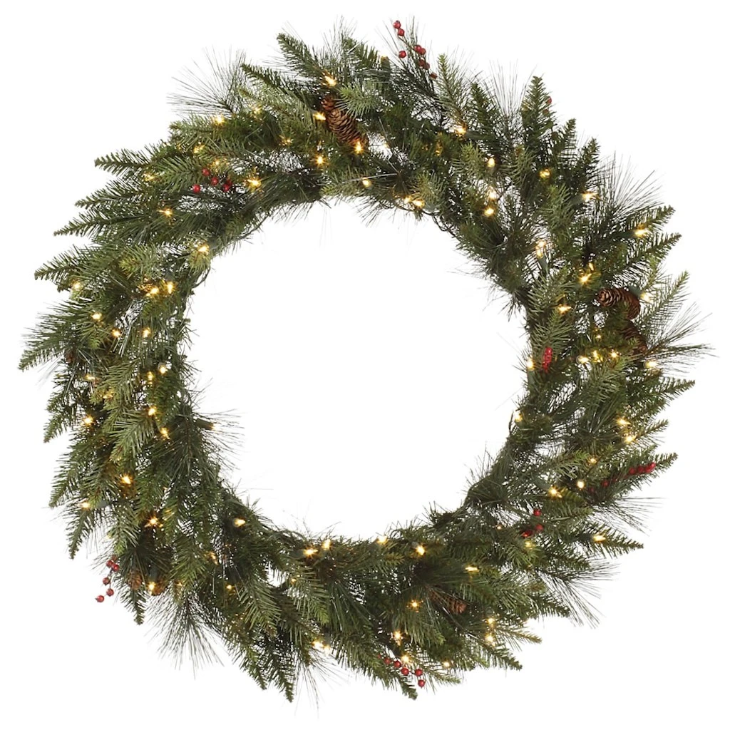 Vickerman Pre-Lit Artificial Christmas Wreath With Berries And Pine Cones (324493) 1 Vickerman Pre-Lit Artificial Christmas Wreath With Berries And Pine Cones (324493)
