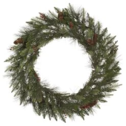 Vickerman Artificial Unlit Christmas Wreath With Berries And Pine Cones (32458)