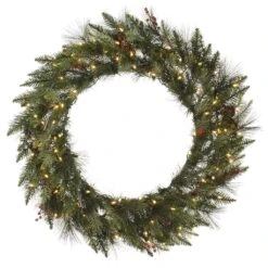 Vickerman Pre-Lit Artificial Christmas Wreath With Berries And Pine Cones (32459)