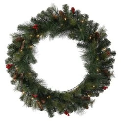 Vickerman Pre-Lit Artificial Christmas Wreath With Berries And Pine Cones (335086)