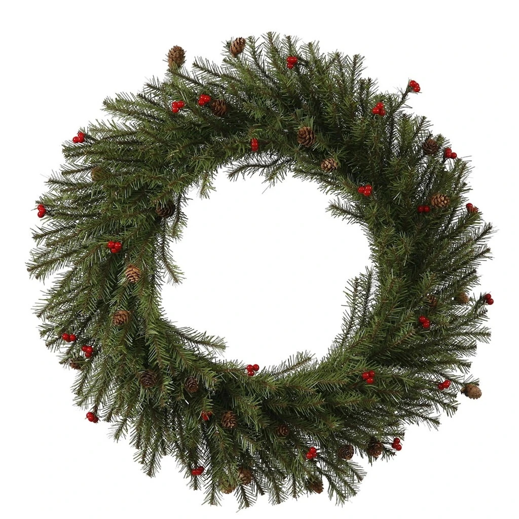 Vickerman Artificial Unlit Christmas Wreath With Berries And Pine Cones (335246) 1 Vickerman Artificial Unlit Christmas Wreath With Berries And Pine Cones (335246)