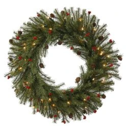 Vickerman Pre-Lit Christmas Wreath With Berries And Pine Cones (335291)